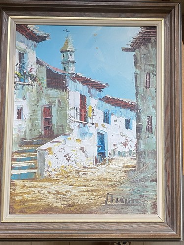 Vintage oil canvas painting - on,