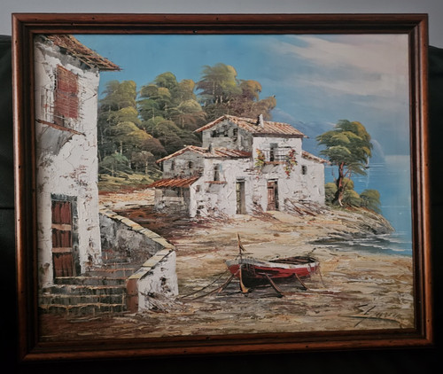 Oil canvas spanish village - oil,