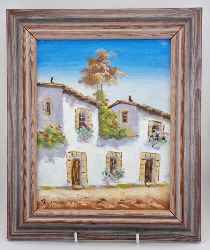 Spanish white houses oil - white,
