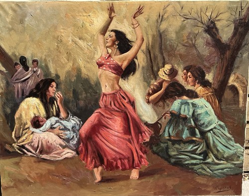 Large impressionist oil on - a,