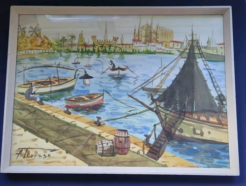 Framed artwork watercolour - framed,
