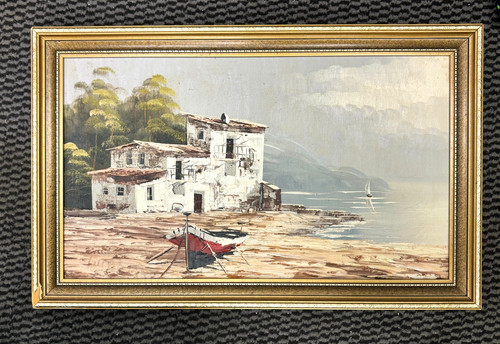 Vintage oil canvas spanish - oil,