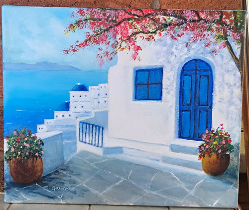 Spanish villa acrylic - villa., an